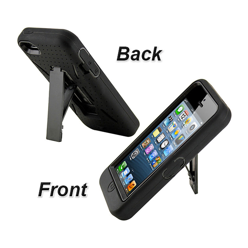 Hard Soft Rubber High Impact Hybrid Armor Kickstand Case Cover For Iphone 5 5S