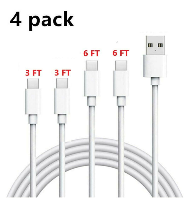 4 Pack 3Ft 6Ft Cable Type C Fast Charger For Samsung Galaxy S8 S9 S10 Note A51