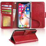 Arae Case For Iphone X Xs Premium Pu Leather X Xs 5 8 Wine Red