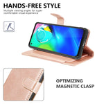 Rose Gold Rfid Pu Leather Wallet Card Cover Phone Case For Motorola Moto E 2020