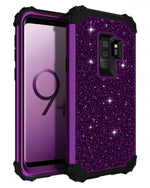 Lontect Compatible Galaxy S9 Plus Case Luxury Glitter Shiny Purple Black