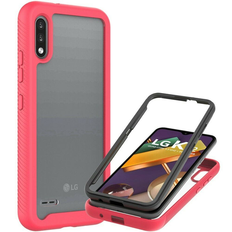 Pink Trim Hard Cover Full Body Shockproof Phone Case For Lg K32 K22 K22 Plus