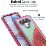 For Lg Stylo 6 Case Liquid Glitter Clear Pink Frame Hard Phone Cover