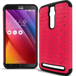 For Asus Zenfone 2 5 5 Case Hot Pink Black Hybrid Diamond Bling Skin Cover