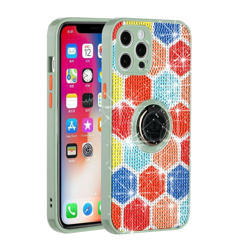 For Apple Iphone Xr Crystal Diamond Bling Magnetic Ring Stand Case Colorful M