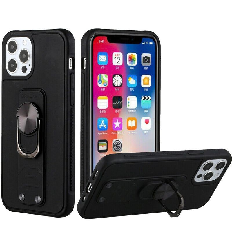For Apple Iphone 11 Xi6 1 Solid Lever Magnetic Ring Stand Tuff Case Cover Black