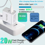 For Iphone 12 11 12 Pro Max Ipad Dual Fast Charger 20W Pd Power Adapter Type C