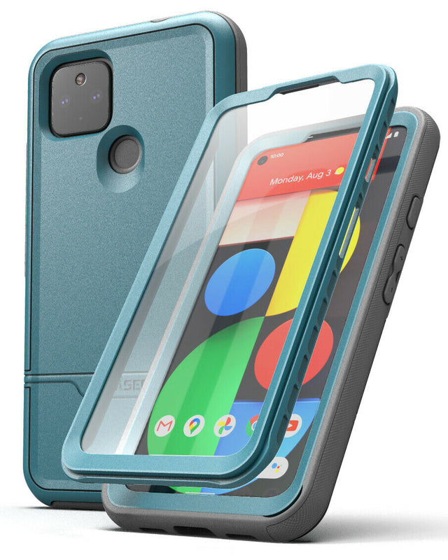 Google Pixel 4A 5G Case With Screen Protector Rugged Built In Screen Case Blue