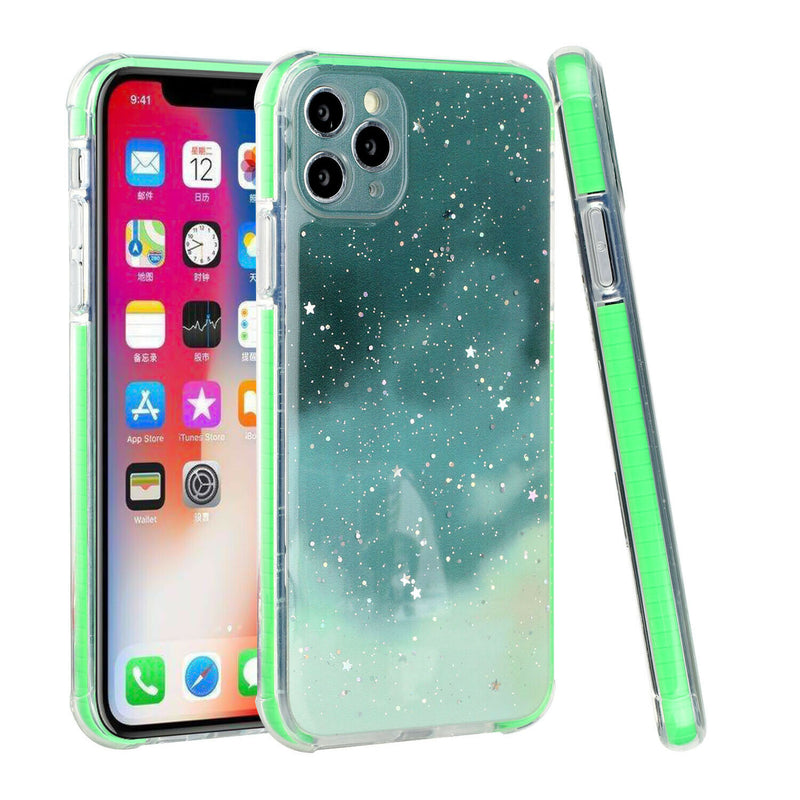For Iphone 12 Pro Max 6 7 Holi Colorful Epoxy Glitter Hybrid Tpu Case Cover D